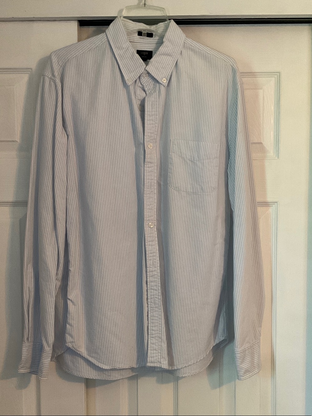 J. Crew Light Blue and White Pinstripe Cotton Button-Down Shirt